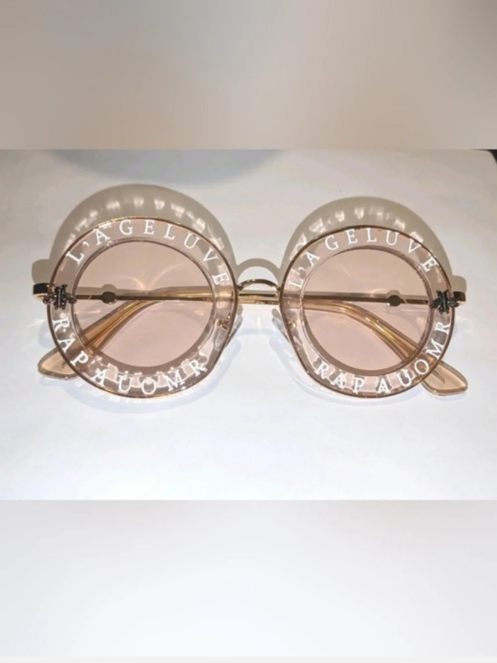Round Luxury Tea Tint Bold Statement Print Sunglasses